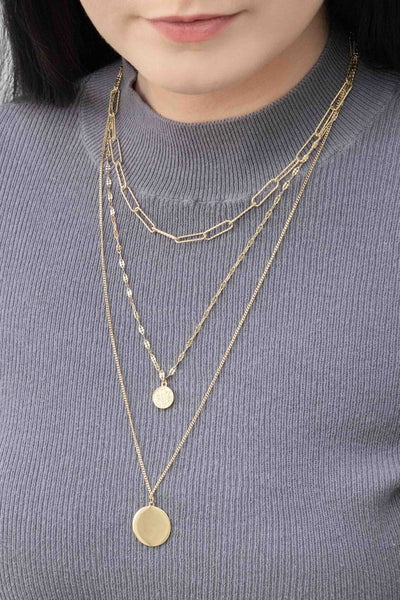 Coin Pendant Layered Necklace