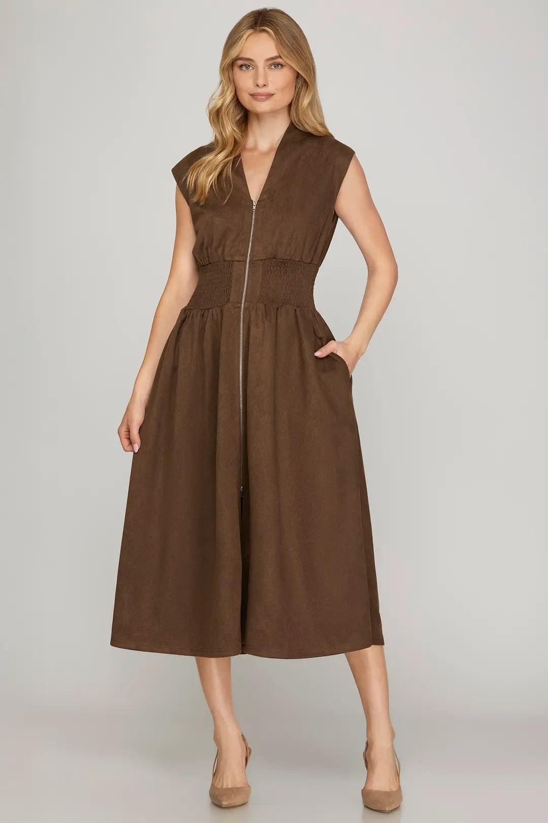 Stella Suede Zip Up Dress