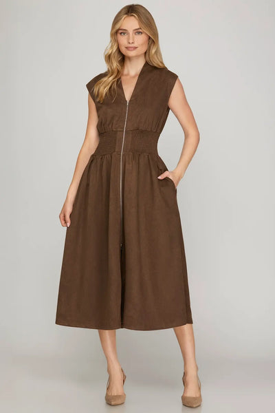 Stella Suede Zip Up Dress