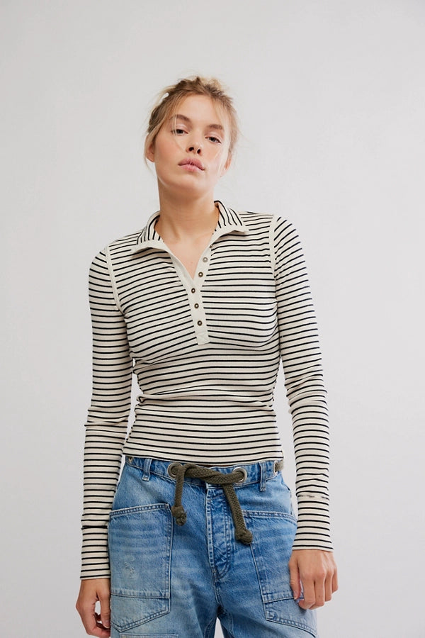 Lake Henley Stripe Top