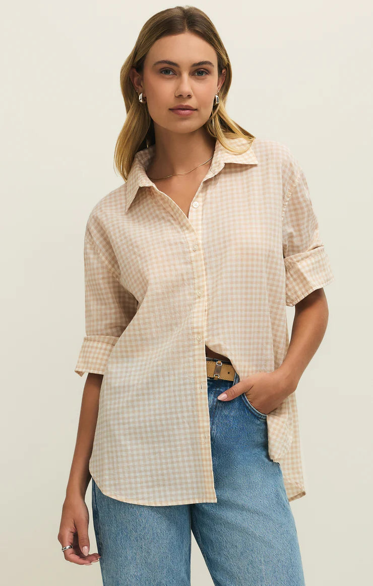 Seaport Gingham Button Up Top