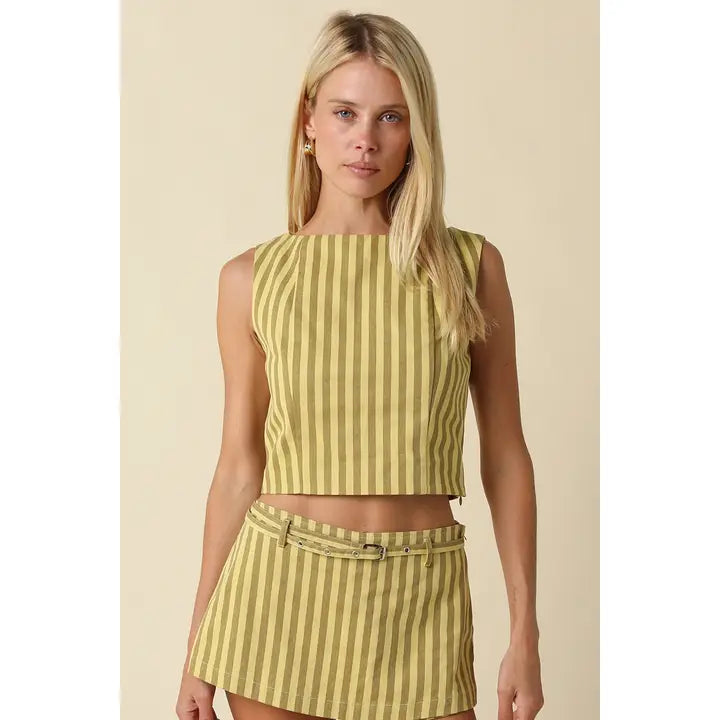 Amara Stripe Belted Mini Skort