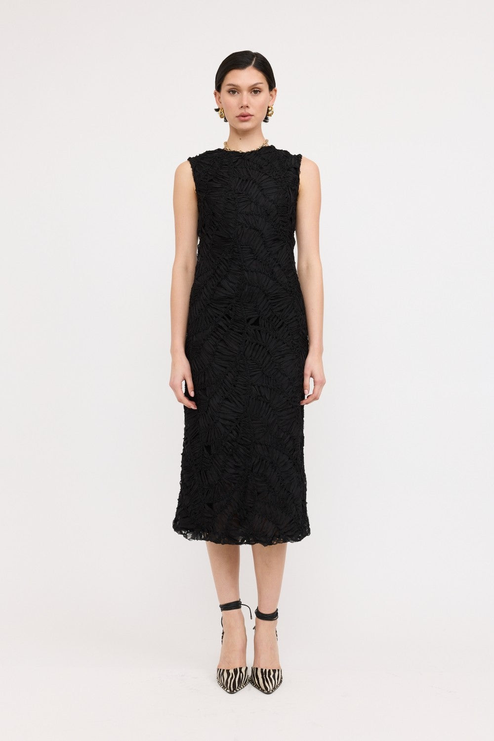 cleo midi dress LEO LIN - Cleo Embellished Sleeveless Midi Dress
