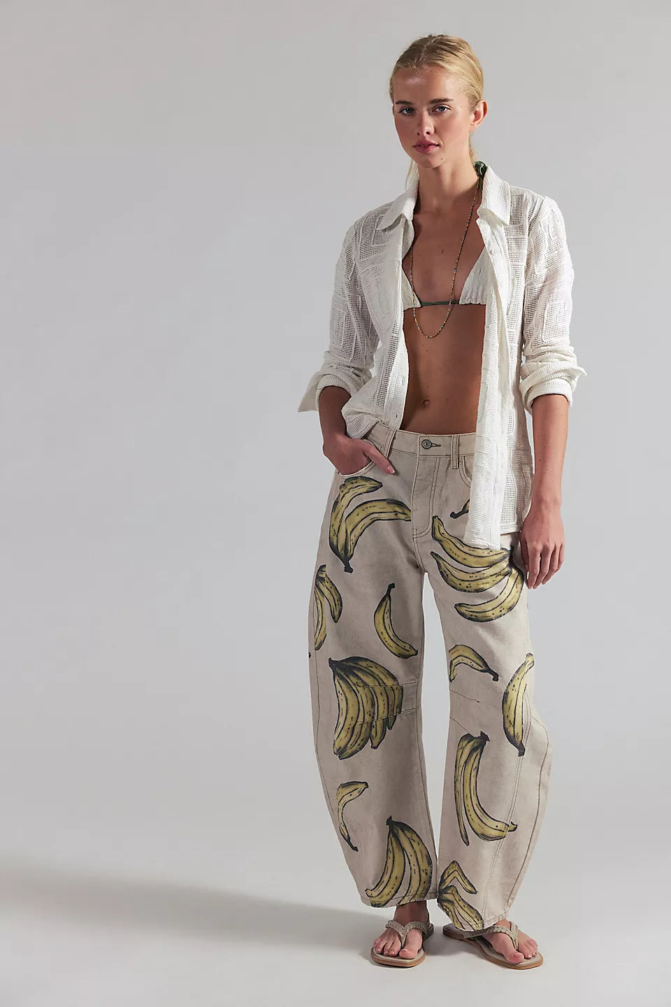Good Luck Printed Barrel Jeans
