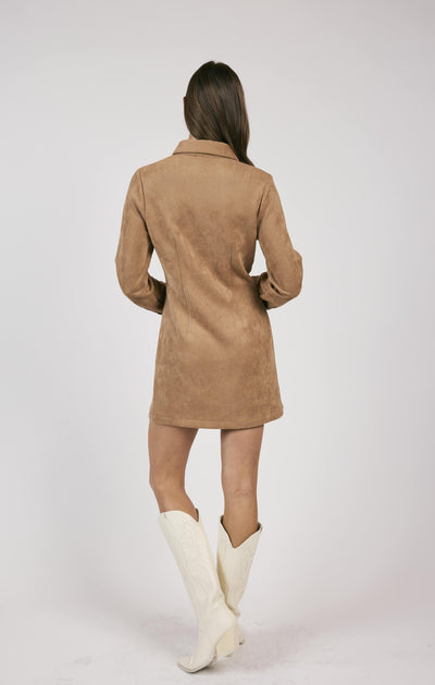 In the Pines Faux Suede Fitted Mini Dress