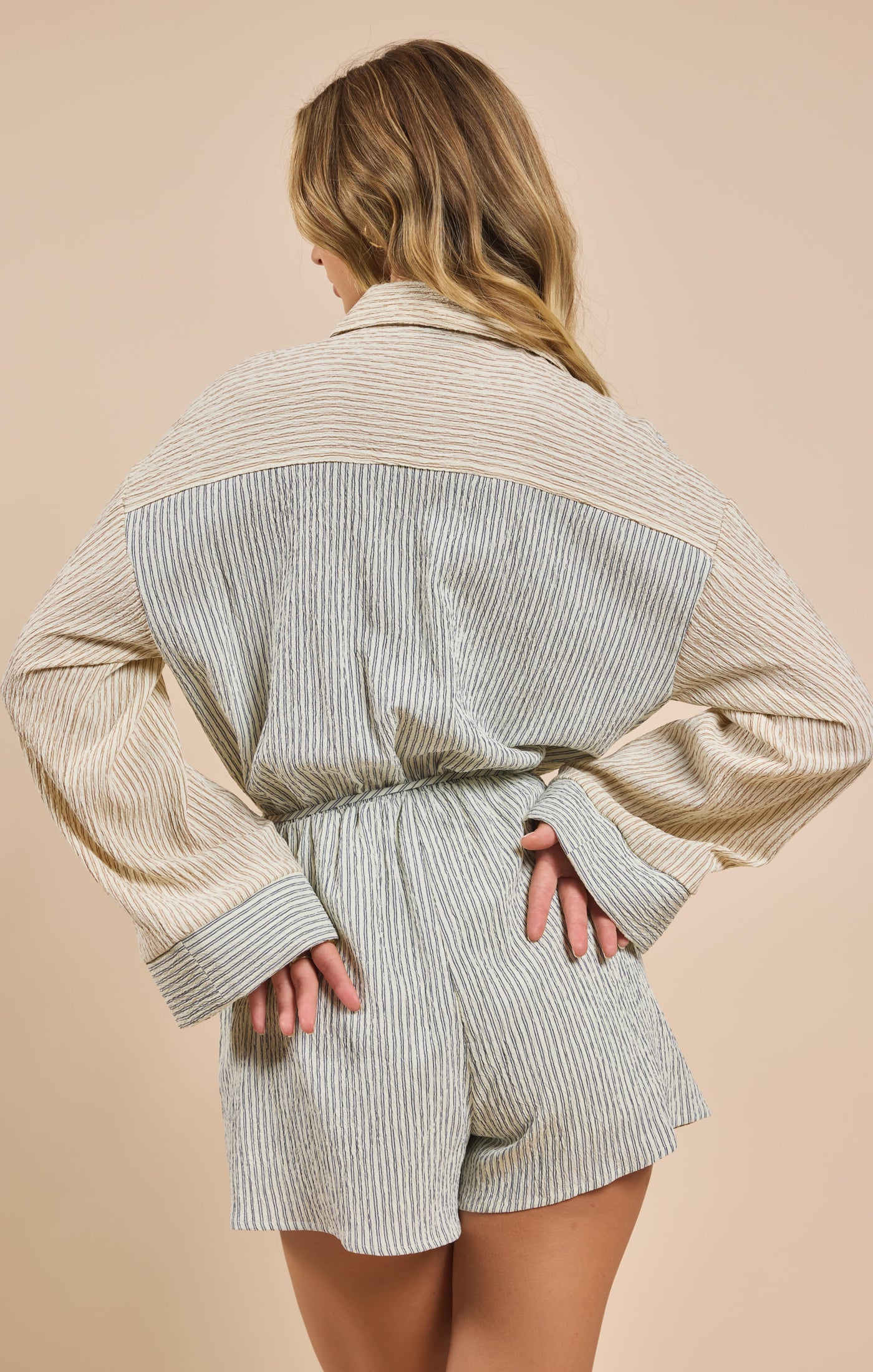 In the Clouds Striped Contrast Romper