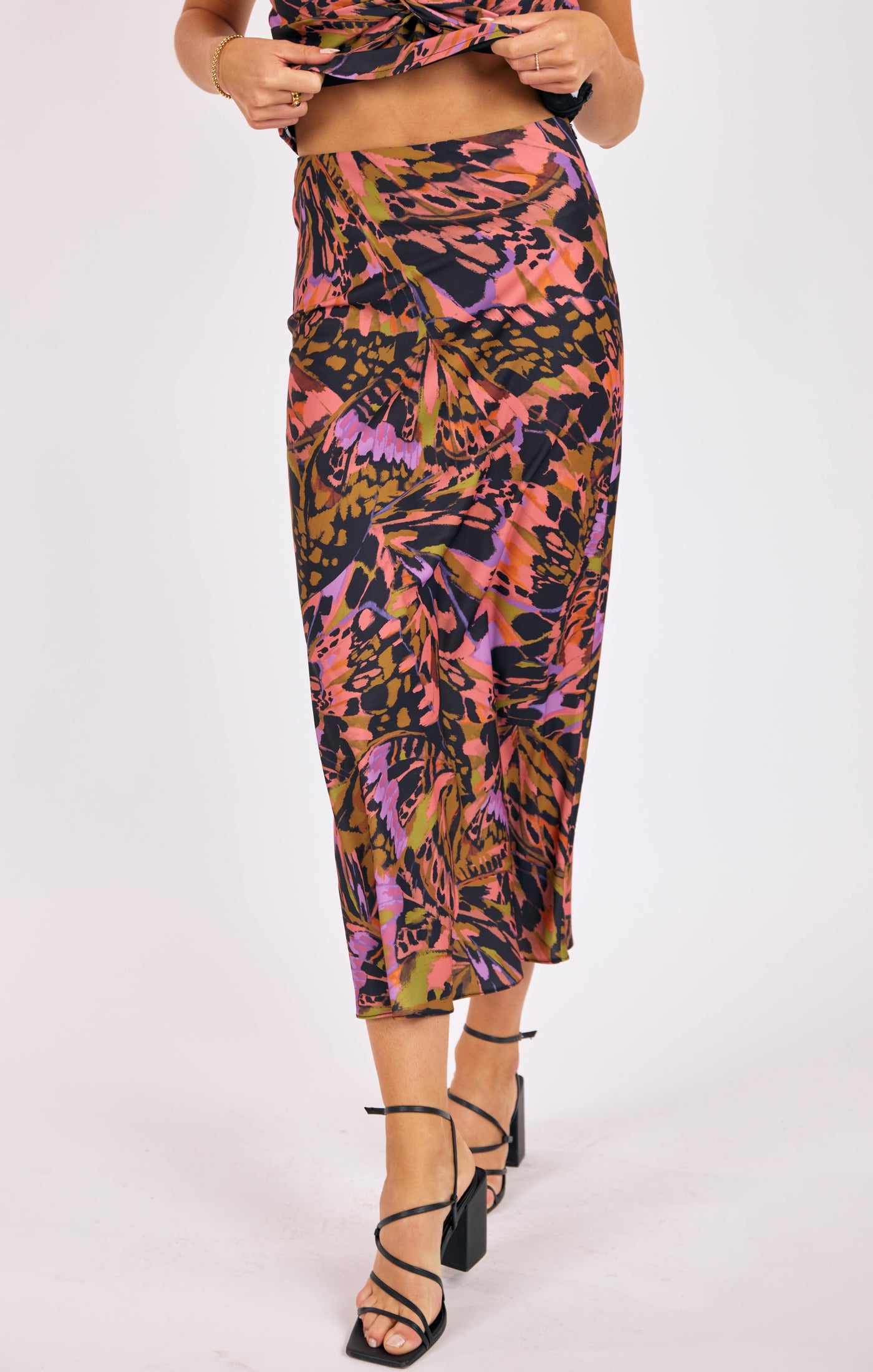 Butterfly Kiss Bias Midi Skirt