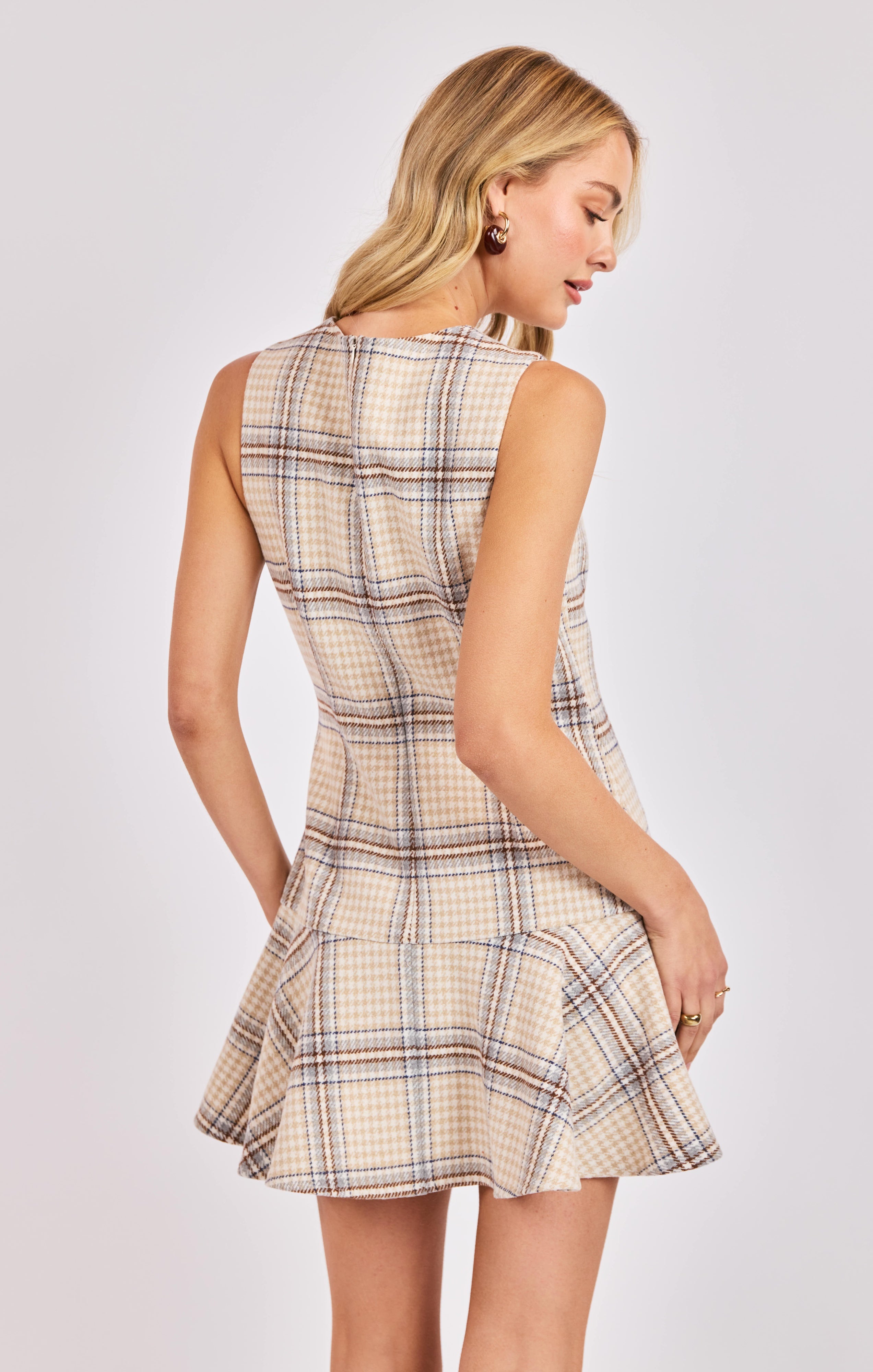Cedar Plaid Drop Waist Mini Dress