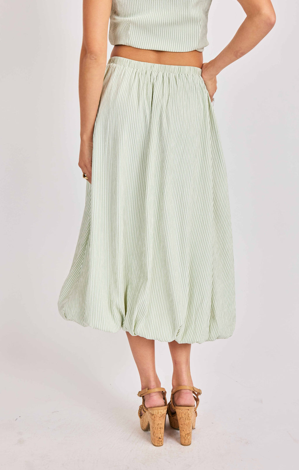 See Me Stripe Bubble Midi Skirt