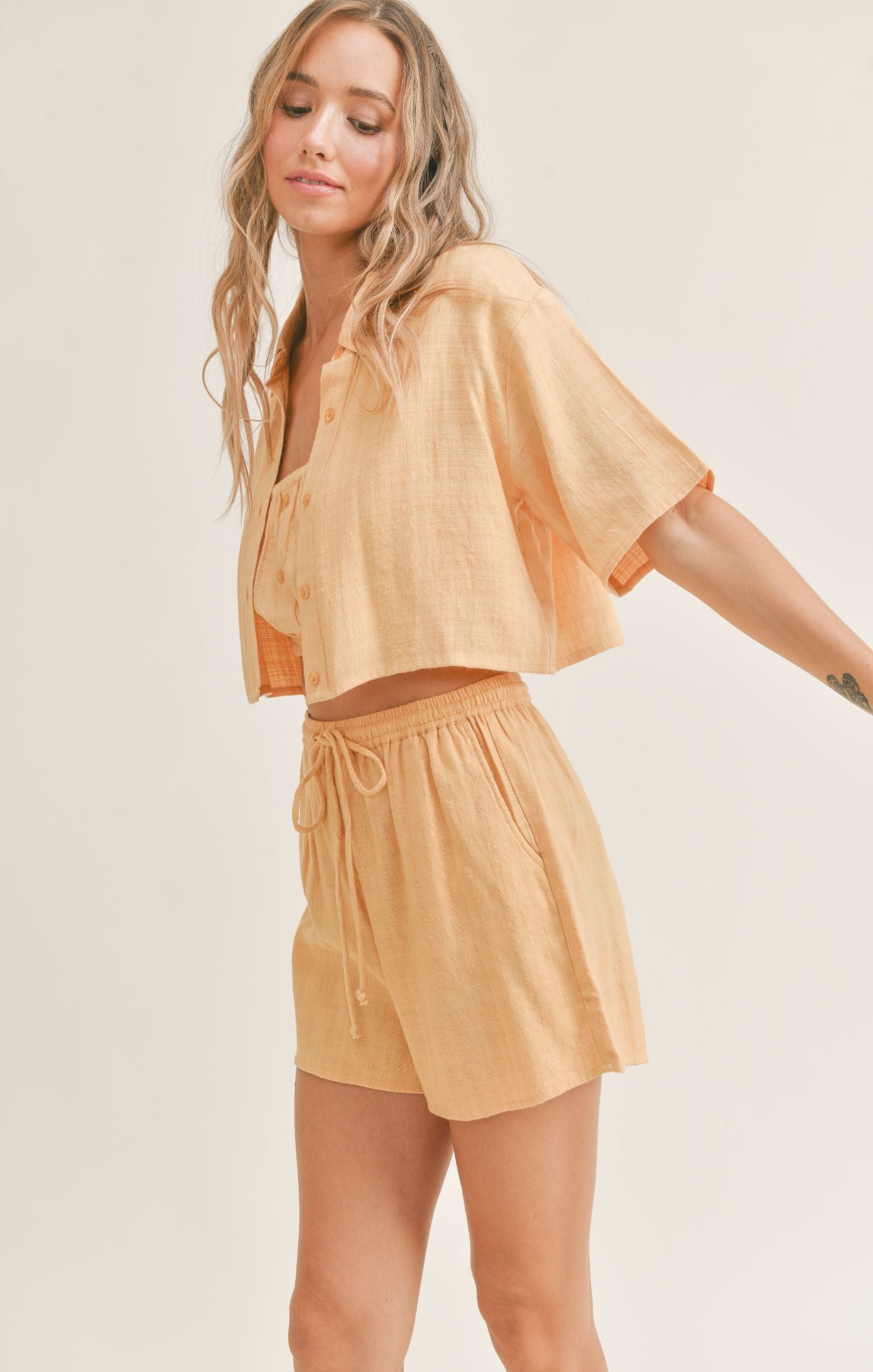 Miss Sunshine Linen Crop Shirt