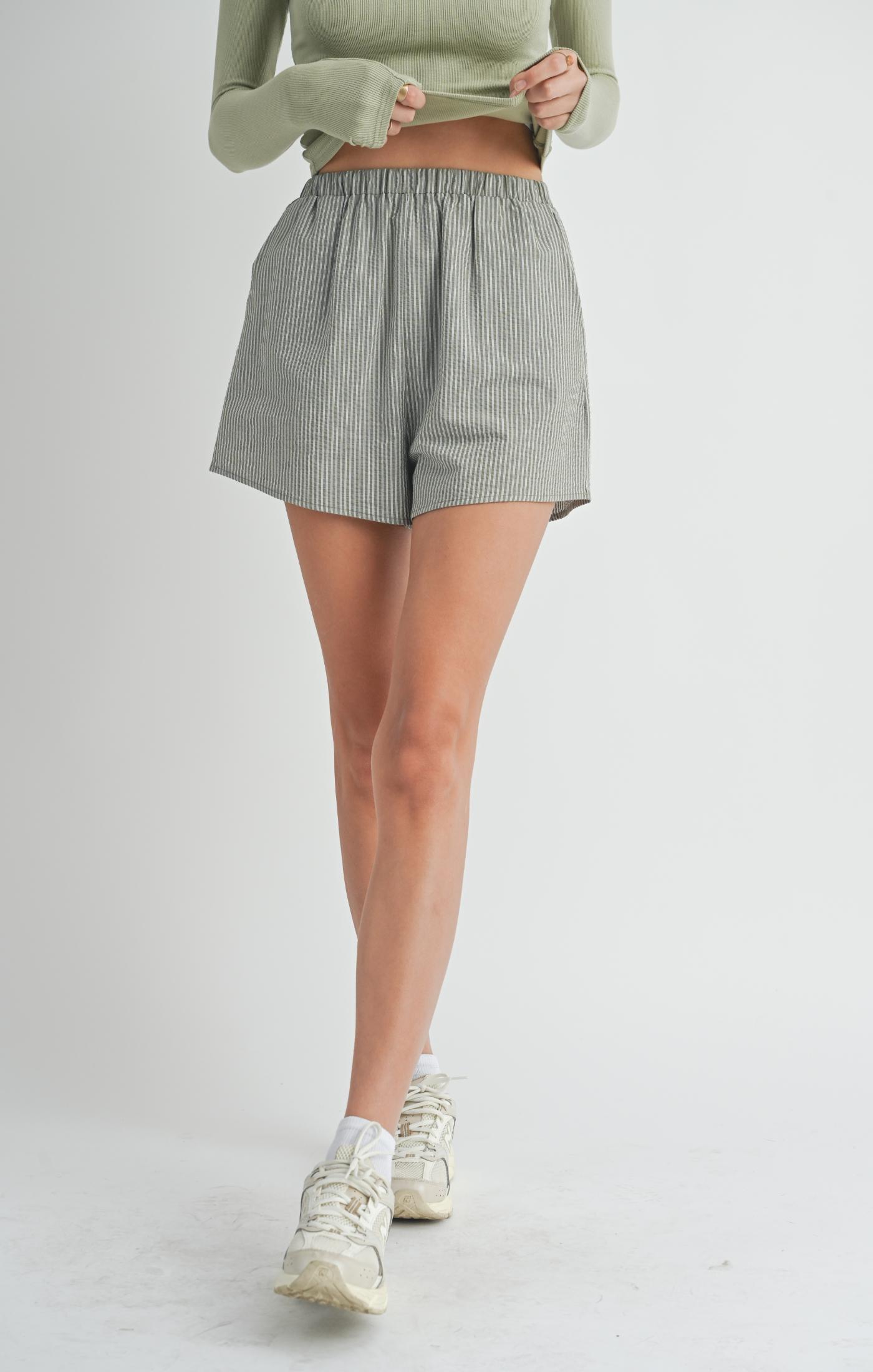 Effie Striped Elastic Waist Shorts