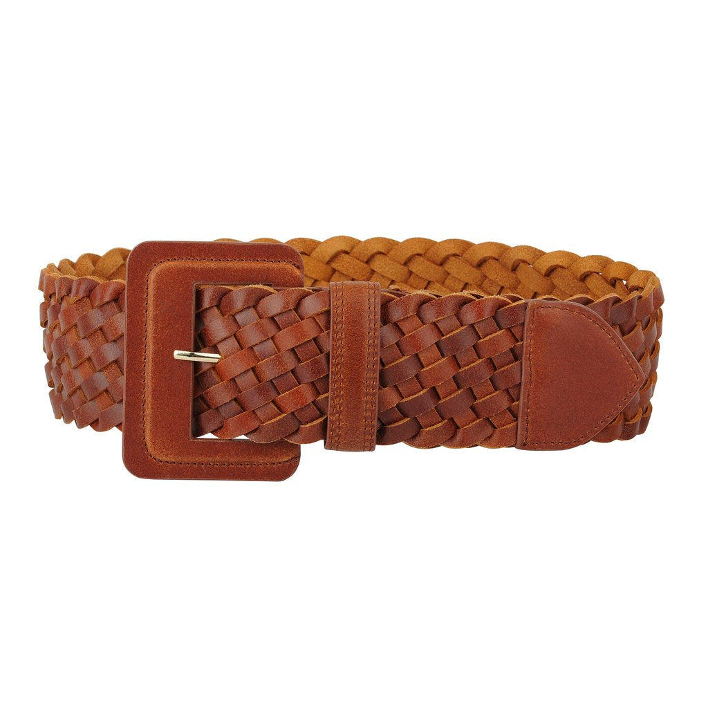 Wide Woven Leather Belt